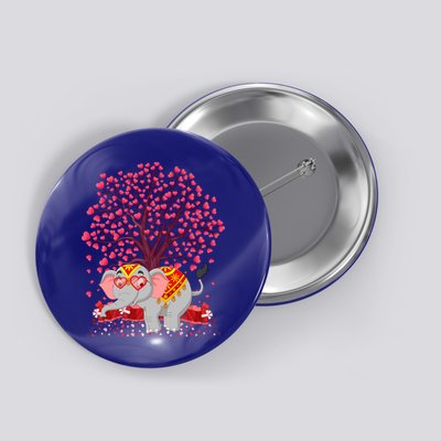 Elephant Lover Heart Tree Indian Elephant Valentine's Day Gift Button