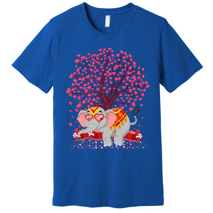 Elephant Lover Heart Tree Indian Elephant Valentine's Day Gift Premium T-Shirt