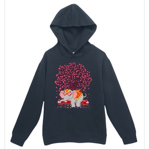 Elephant Lover Heart Tree Indian Elephant Valentine's Day Gift Urban Pullover Hoodie