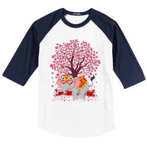 Elephant Lover Heart Tree Indian Elephant Valentine's Day Gift Baseball Sleeve Shirt