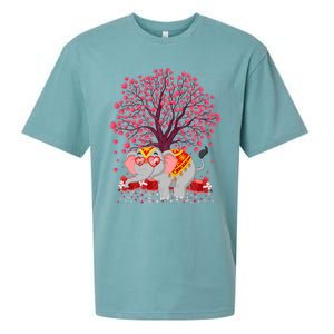 Elephant Lover Heart Tree Indian Elephant Valentine's Day Gift Sueded Cloud Jersey T-Shirt