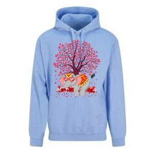 Elephant Lover Heart Tree Indian Elephant Valentine's Day Gift Unisex Surf Hoodie