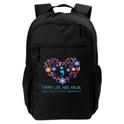 Every Life Has Value Semicolon Addiction Recovery Awareness Daily Commute Backpack