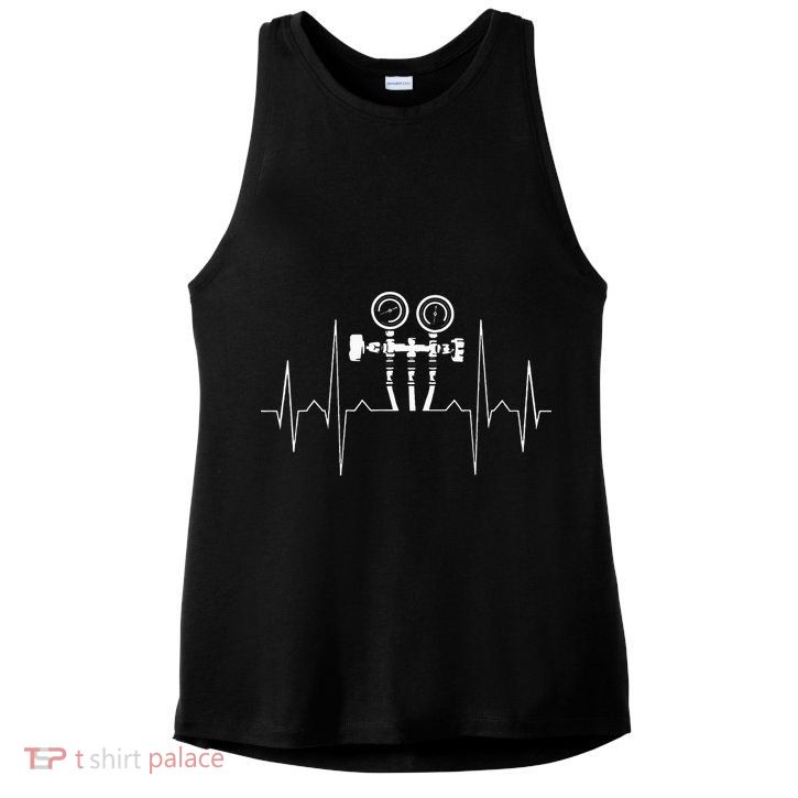 EKG Line Heartbeat HVAC Technician HVAC Tech Ladies PosiCharge Tri-Blend Wicking Tank