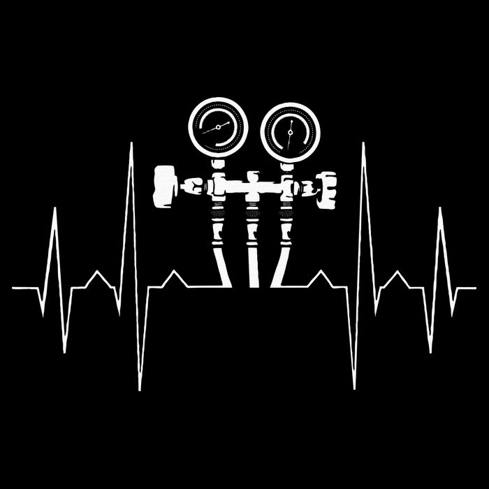 EKG Line Heartbeat HVAC Technician HVAC Tech Cooling Performance Crew T-Shirt
