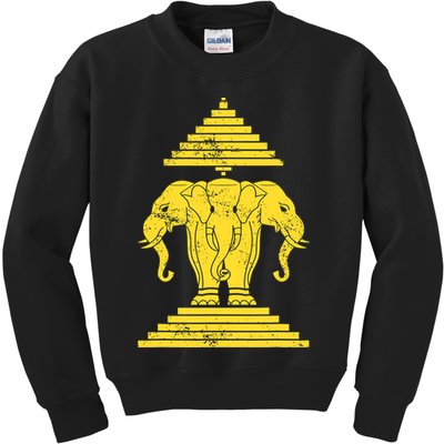 Erawan Laos Kingdom Three Headed Elephant Kids Sweatshirt