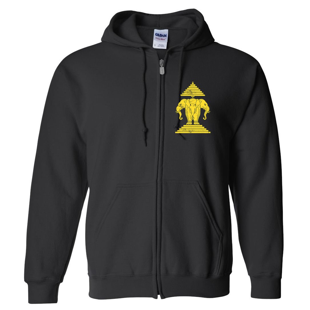 Erawan Laos Kingdom Three Headed Elephant Full Zip Hoodie
