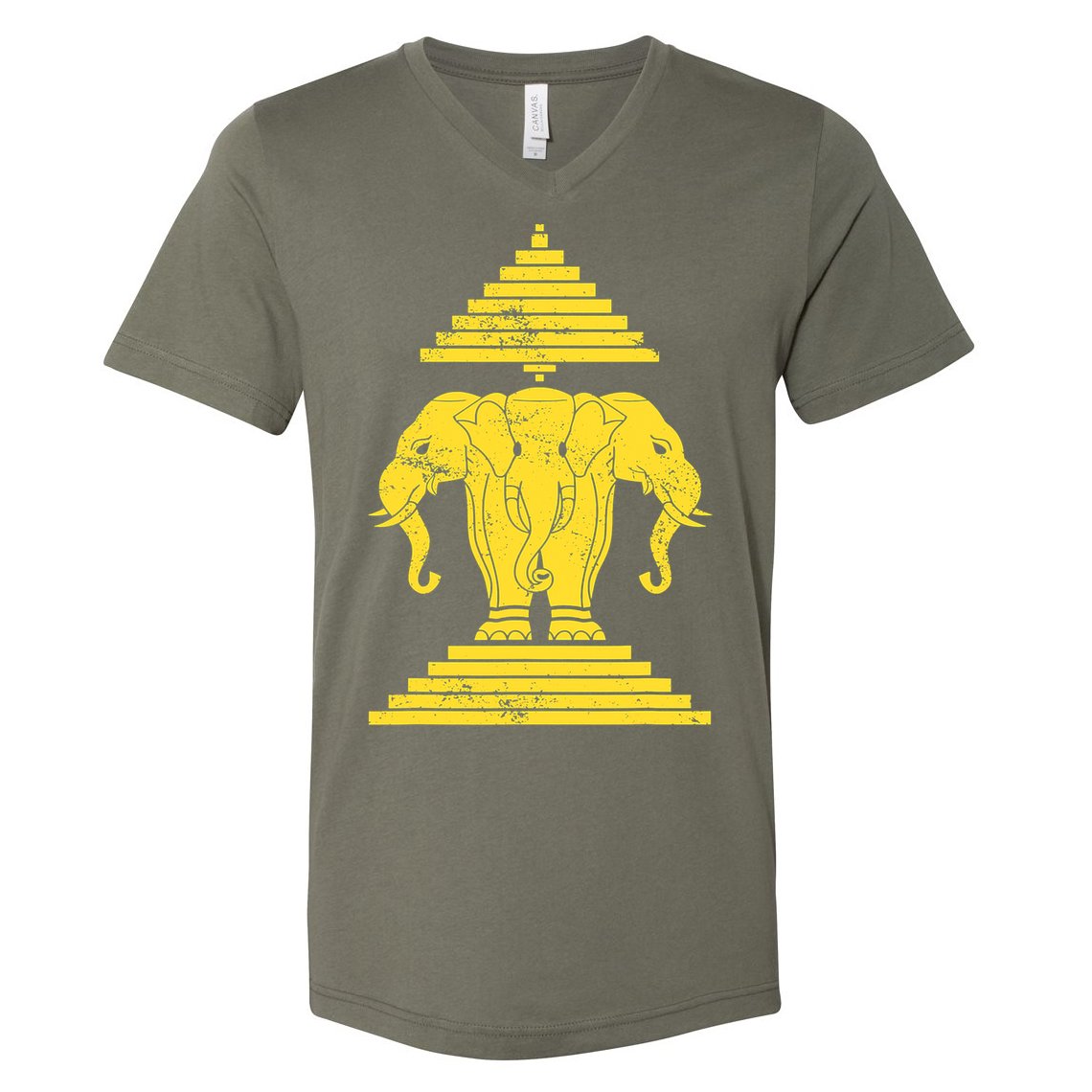 Erawan Laos Kingdom Three Headed Elephant V-Neck T-Shirt