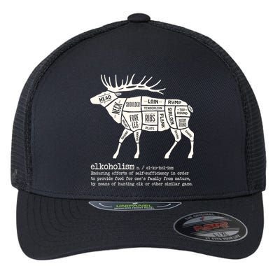 Elkoholism Elk Hunting Flexfit Unipanel Trucker Cap