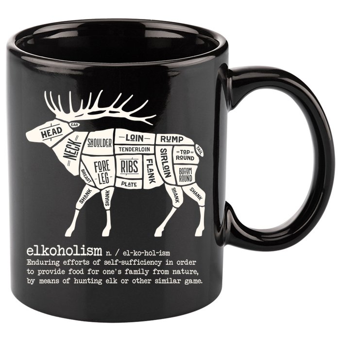 Elkoholism Elk Hunting 11oz C Handle Ceramic Mug