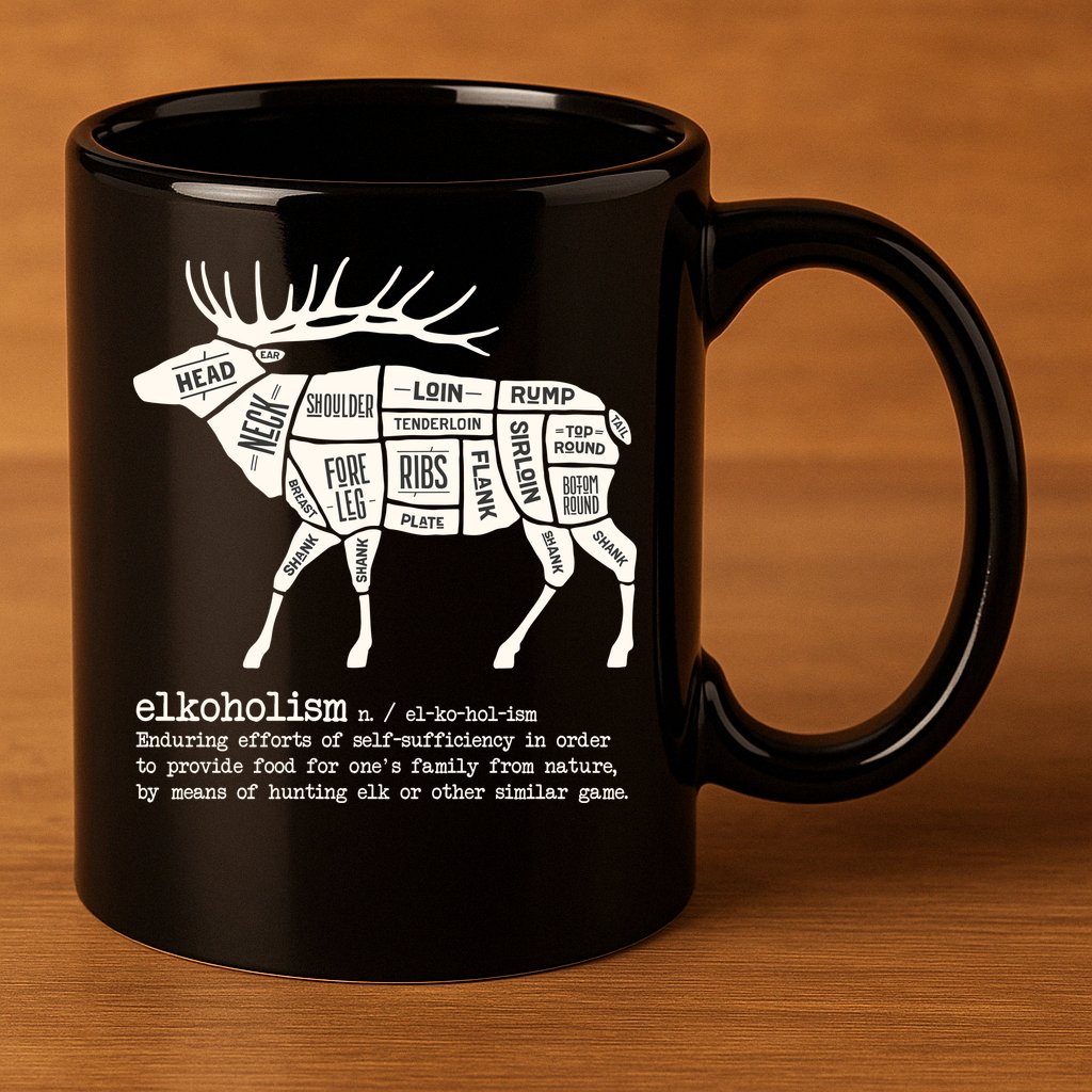 Elkoholism Elk Hunting 11oz C Handle Ceramic Mug
