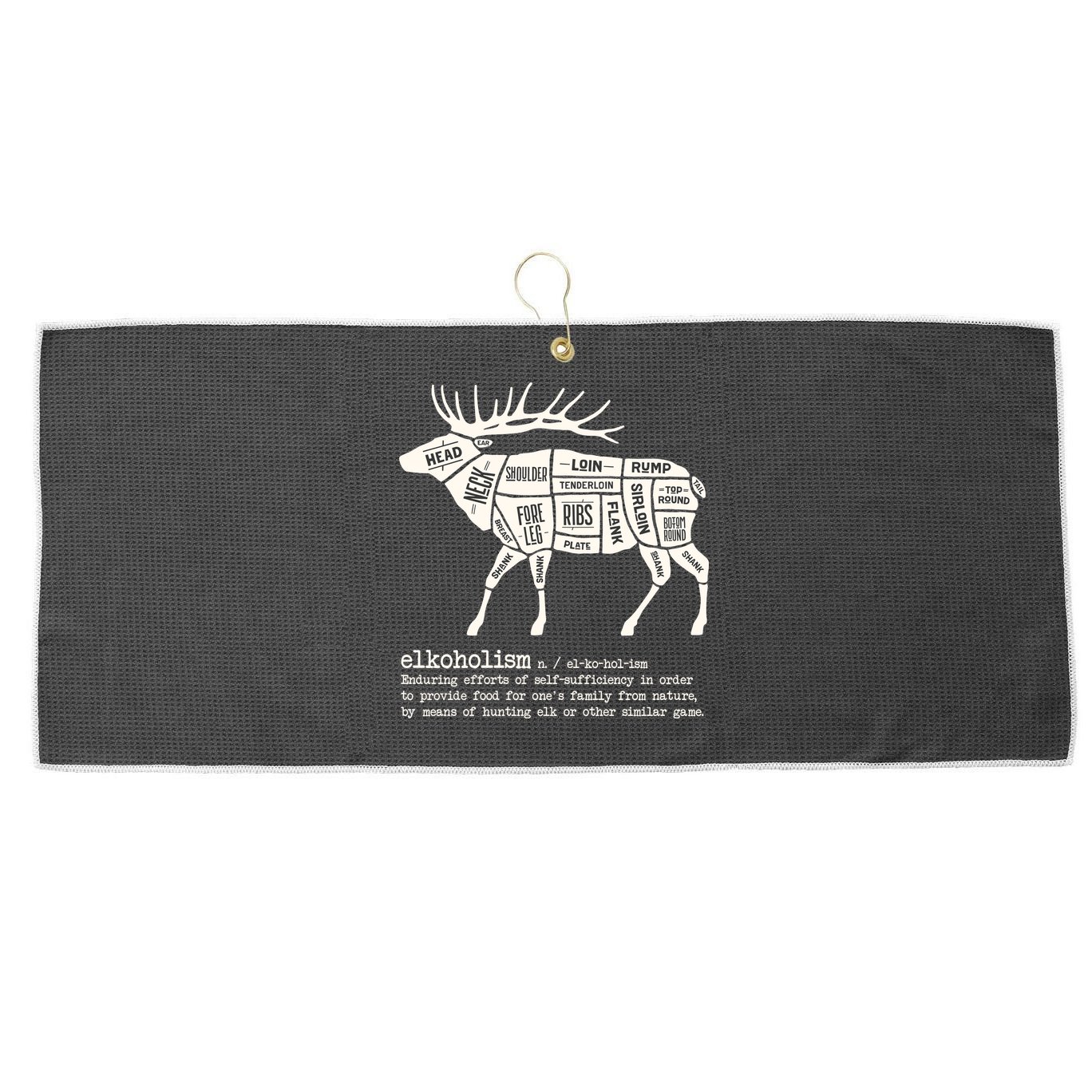 Elkoholism Elk Hunting Large Microfiber Waffle Golf Towel