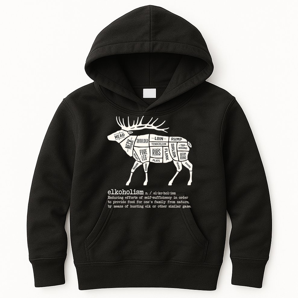 Elkoholism Elk Hunting Kids Hoodie