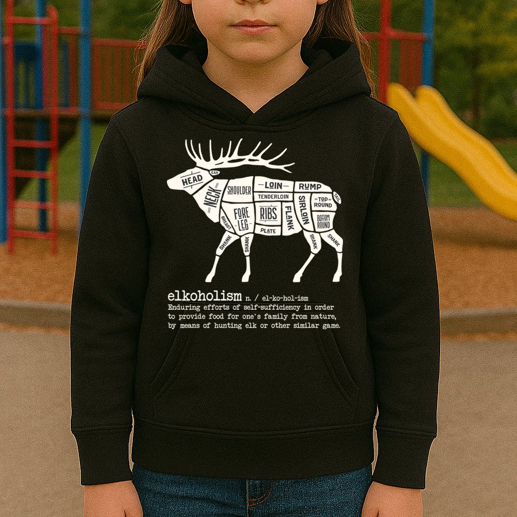 Elkoholism Elk Hunting Kids Hoodie