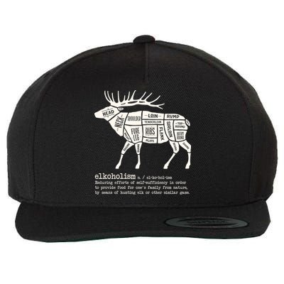 Elkoholism Elk Hunting Wool Snapback Cap