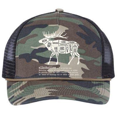 Elkoholism Elk Hunting Retro Rope Trucker Hat Cap