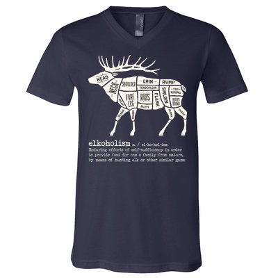 Elkoholism Elk Hunting V-Neck T-Shirt