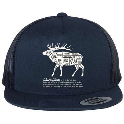 Elkoholism Elk Hunting Flat Bill Trucker Hat