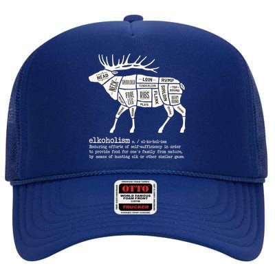 Elkoholism Elk Hunting High Crown Mesh Back Trucker Hat