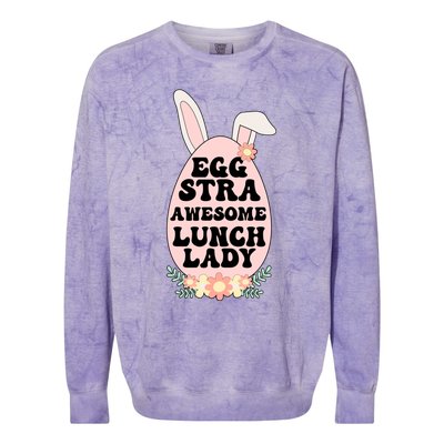 Eggstra Lunch Lady Easter Bunny Cafeteria Worker Easter Day Funny Gift Colorblast Crewneck Sweatshirt