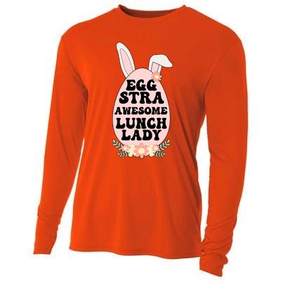 Eggstra Lunch Lady Easter Bunny Cafeteria Worker Easter Day Funny Gift Cooling Performance Long Sleeve Crew