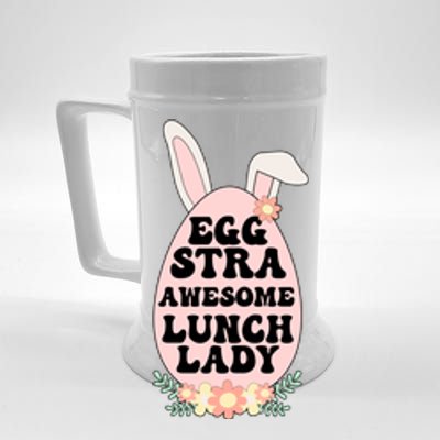 Eggstra Lunch Lady Easter Bunny Cafeteria Worker Easter Day Funny Gift Beer Stein