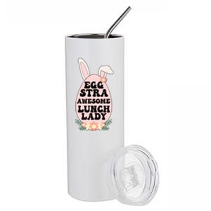 Eggstra Lunch Lady Easter Bunny Cafeteria Worker Easter Day Funny Gift Stainless Steel Tumbler