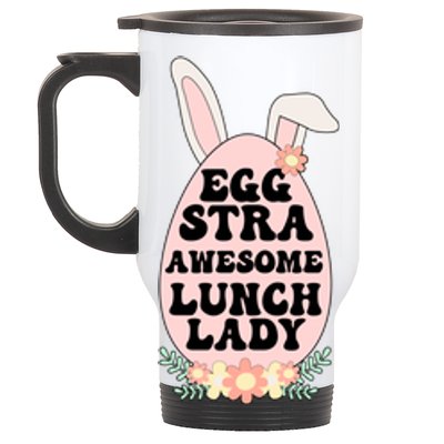 Eggstra Lunch Lady Easter Bunny Cafeteria Worker Easter Day Funny Gift Stainless Steel Travel Mug