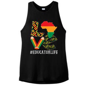 Educator Love Map African American Black History Month Ladies PosiCharge Tri-Blend Wicking Tank