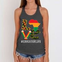 Educator Love Map African American Black History Month Women's Knotted Racerback Tank