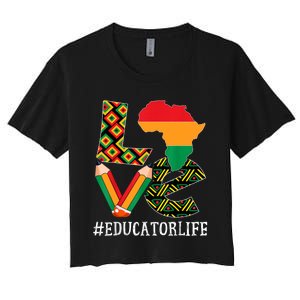 Educator Love Map African American Black History Month Women's Crop Top Tee