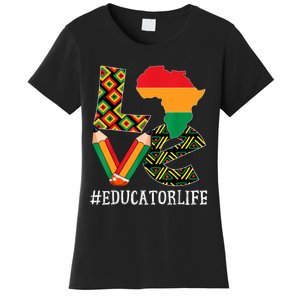 Educator Love Map African American Black History Month Women's T-Shirt