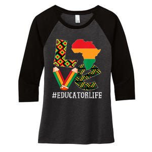 Educator Love Map African American Black History Month Women's Tri-Blend 3/4-Sleeve Raglan Shirt