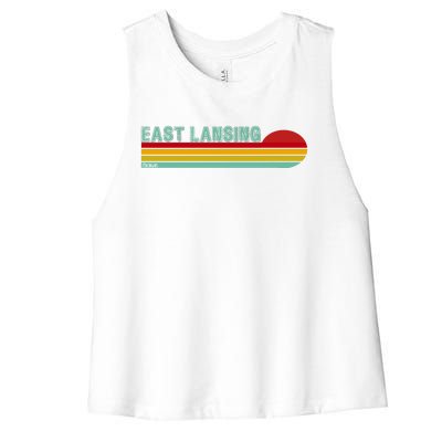 East Lansing Michigan Women's Racerback Cropped Tank