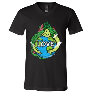 Environment Love Mother Earth Planet Hug Nature V-Neck T-Shirt