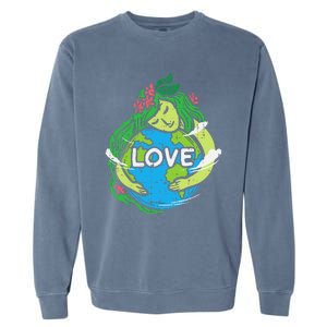 Environment Love Mother Earth Planet Hug Nature Garment-Dyed Sweatshirt