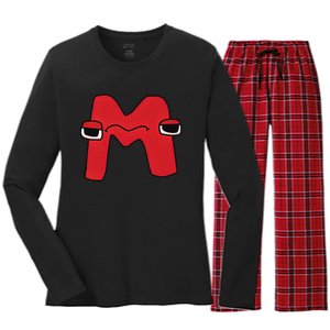 Emotion Letter M Alphabet Lore For Boys Girls  Women's Long Sleeve Flannel Pajama Set 