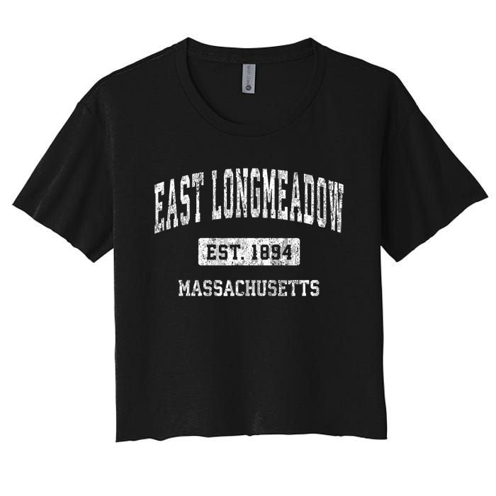 East Longmeadow Massachusetts Ma Vintage Sports Established Women's Crop Top Tee