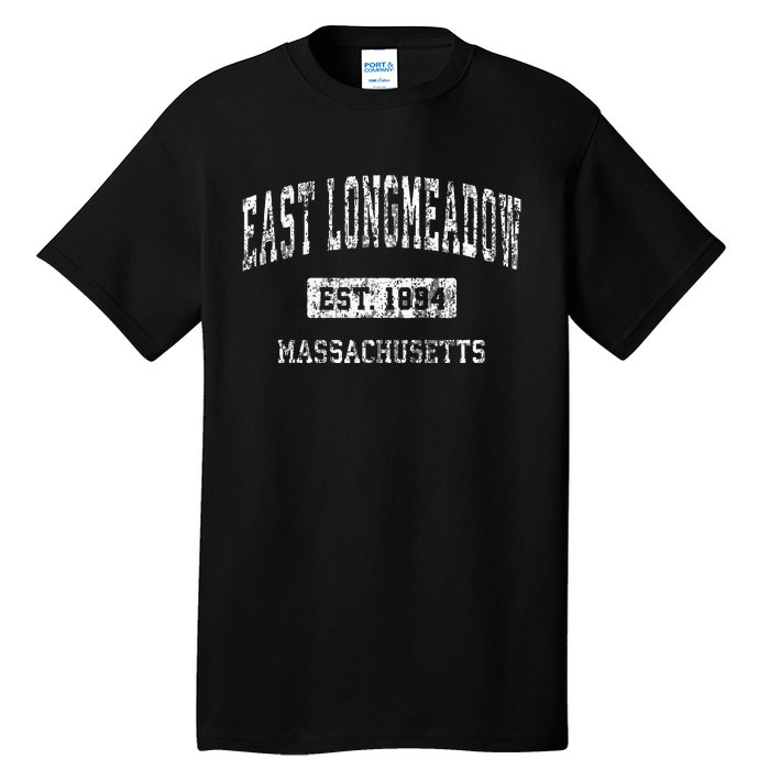 East Longmeadow Massachusetts Ma Vintage Sports Established Tall T-Shirt