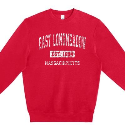 East Longmeadow Massachusetts Ma Vintage Sports Established Premium Crewneck Sweatshirt