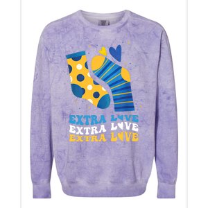 Extra Love National Down Syndrome Awareness Down Colorblast Crewneck Sweatshirt