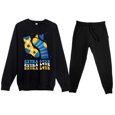 Extra Love National Down Syndrome Awareness Down Premium Crewneck Sweatsuit Set