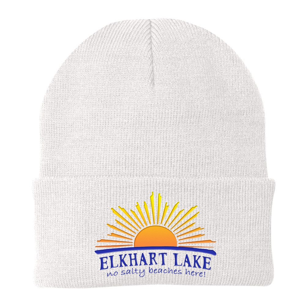 Elkhart Lake NO SALTY BEACHES HERE Sun Beach Wisconsin Beanie