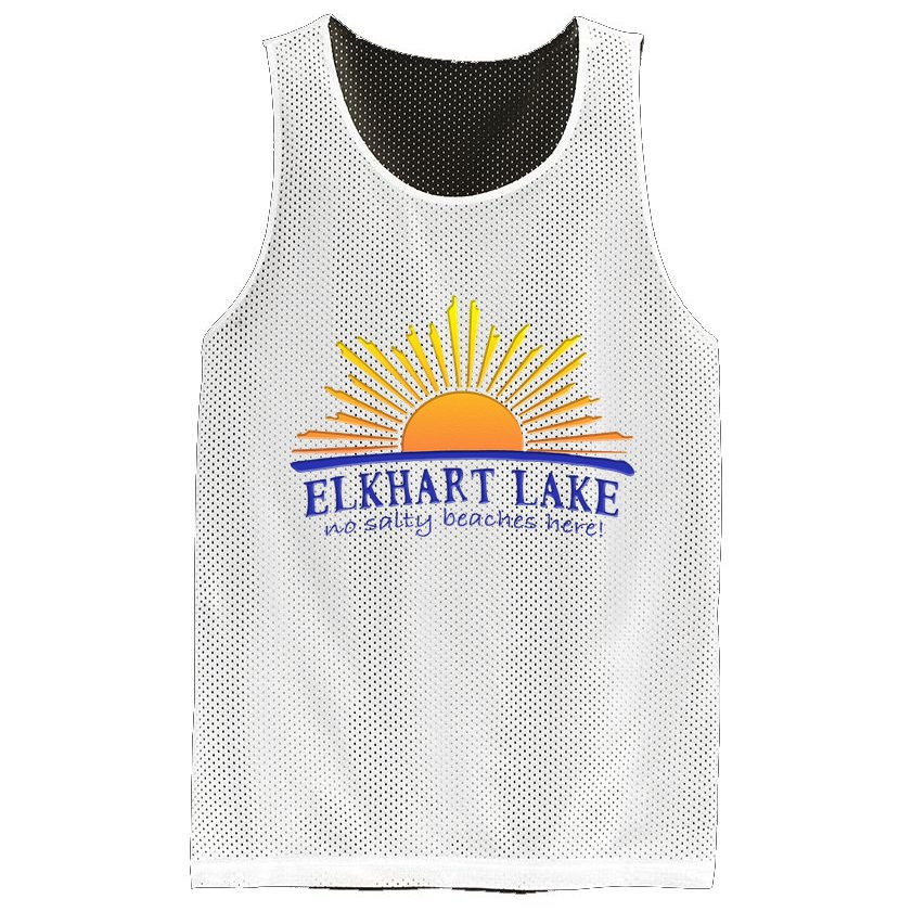 Elkhart Lake NO SALTY BEACHES HERE Sun Beach Wisconsin Mesh Reversible Basketball Jersey Tank