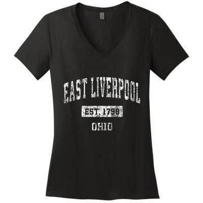 East Liverpool Ohio Oh Vintage Established Women's V-Neck T-Shirt