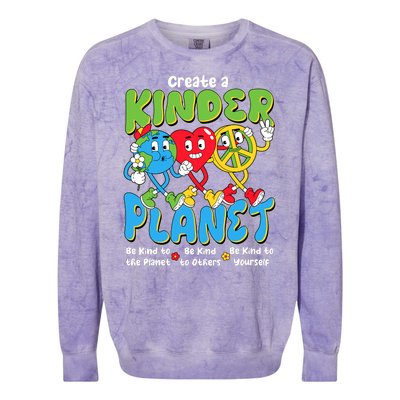 Earth Love Peace Create A Kinder Planet Earth Day Colorblast Crewneck Sweatshirt