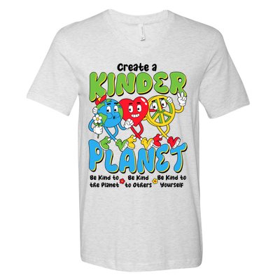 Earth Love Peace Create A Kinder Planet Earth Day V-Neck T-Shirt