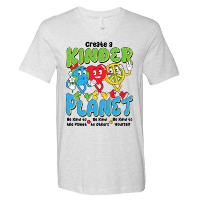 Earth Love Peace Create A Kinder Planet Earth Day V-Neck T-Shirt