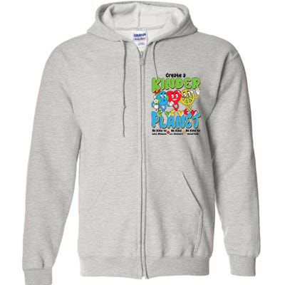 Earth Love Peace Create A Kinder Planet Earth Day Full Zip Hoodie