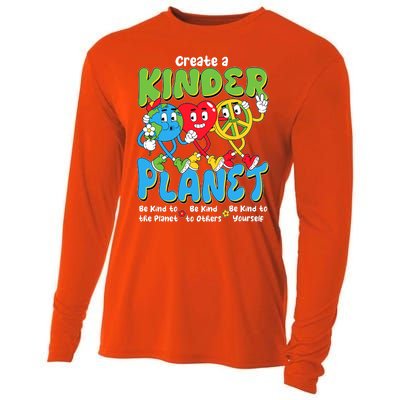 Earth Love Peace Create A Kinder Planet Earth Day Cooling Performance Long Sleeve Crew